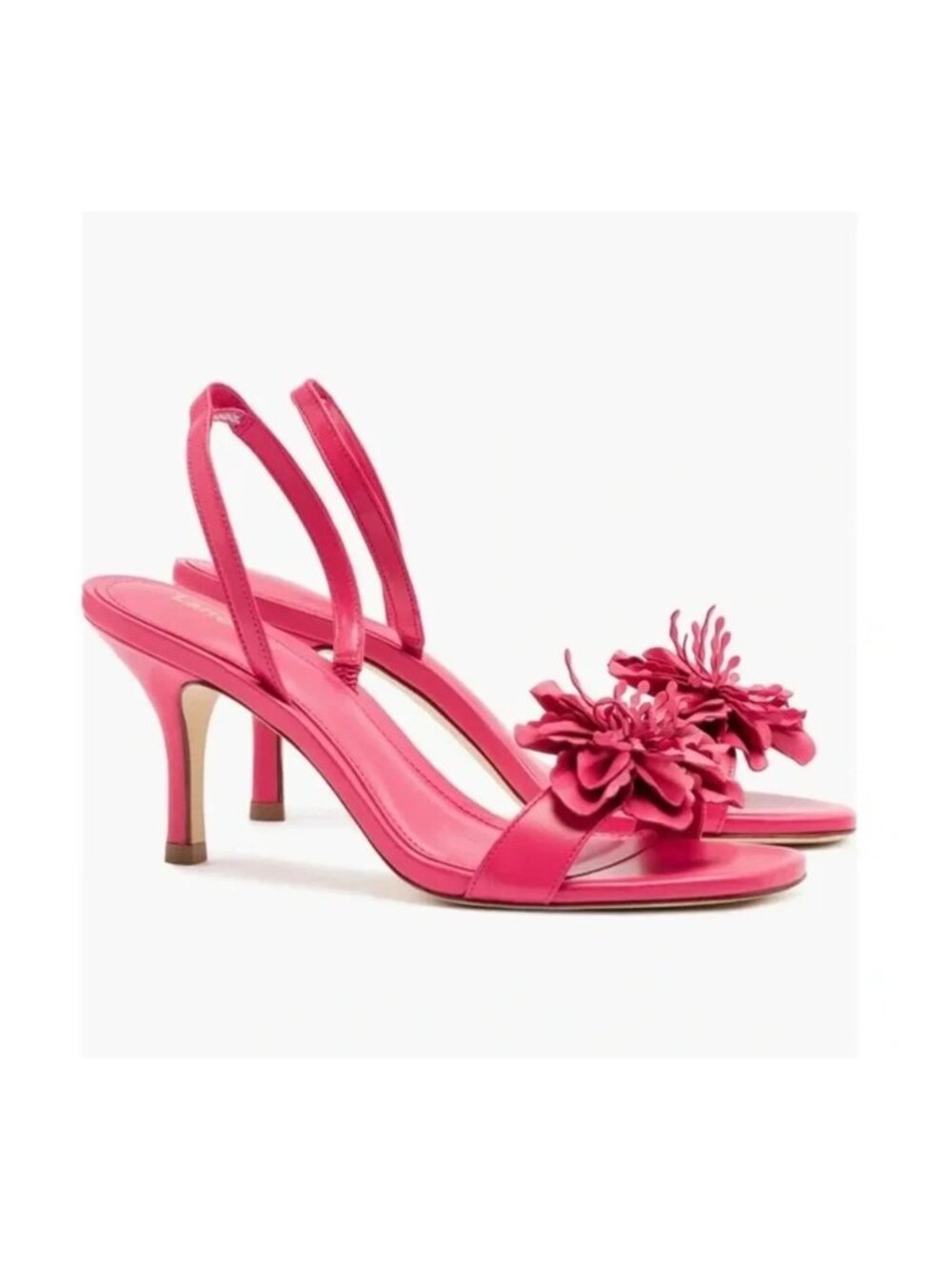 $400 Larroudé Hibiscus FLOWER Slingback Sandal  LEATHER Magenta PINK 9 (DC13)